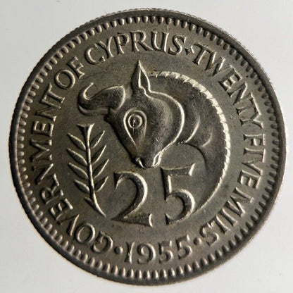 1955 Cyprus 25 Mils Coin | Fine Collectable Grade