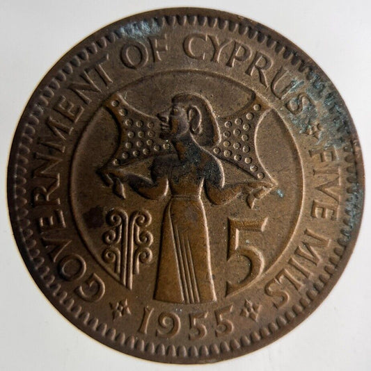 1955 Cyprus 5 Mils Coin | Fine Collectable Grade