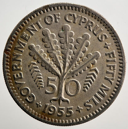 1955 Cyprus 50 Mils Coin | Fine Collectable Grade | a3829