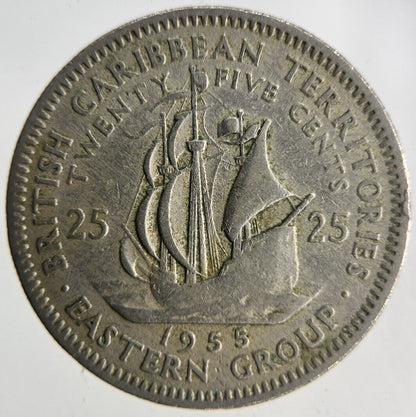 1955 British Caribbean Territories 25 Cents Coin | Fine Collectable Grade