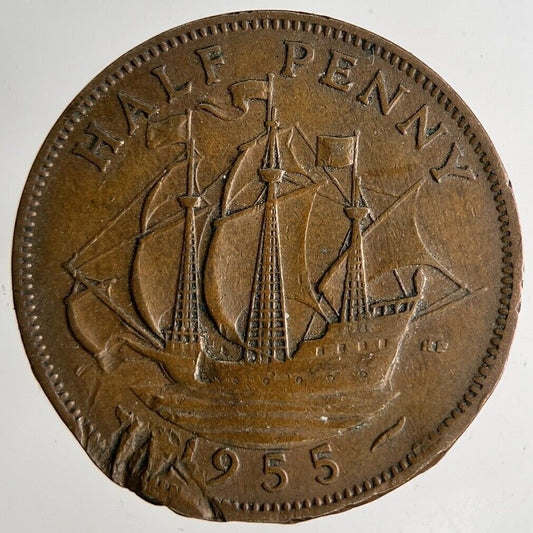1955 Elizabeth II 2nd Half-Penny Coin | Fine Collectable Grade