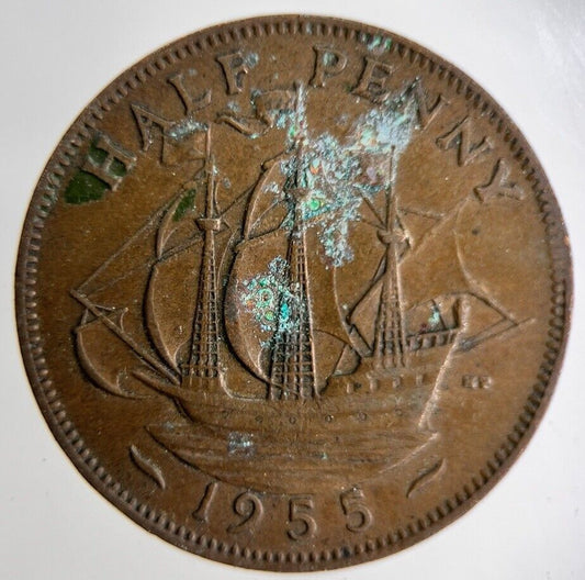 1955 Elizabeth II 2nd Half-Penny Coin | Fine Collectable Grade