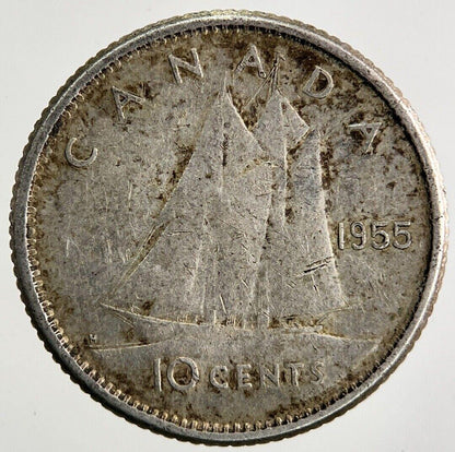 1955 Canada 10 Cents Silver Coin | Fine Collectable Grade