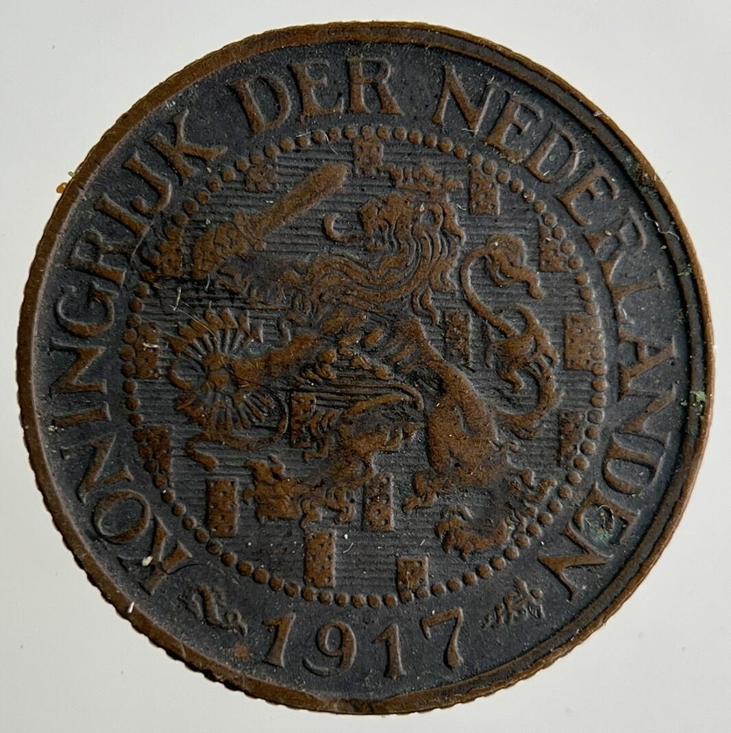 1917 Netherlands 1 Cent Coin | Fine Collectable Grade