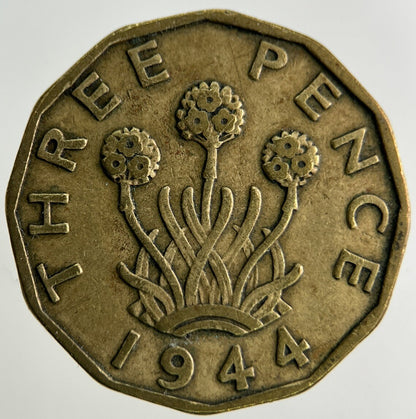1944 George VI Brass Threepence Coin | Fine Collectable Grade