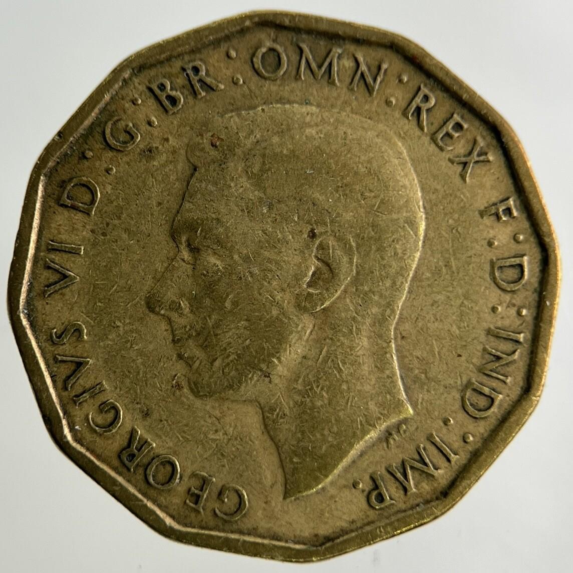 1944 George VI Brass Threepence Coin | Fine Collectable Grade