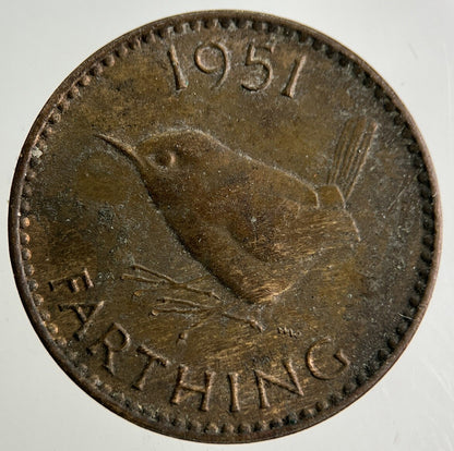 1951 George VI Wren Farthing Coin | Fine Collectable Grade