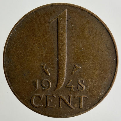 1948 Netherlands 1 Cent Coin | Fine Collectable Grade