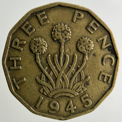 1945 George VI Brass Threepence Coin | Fine Collectable Grade
