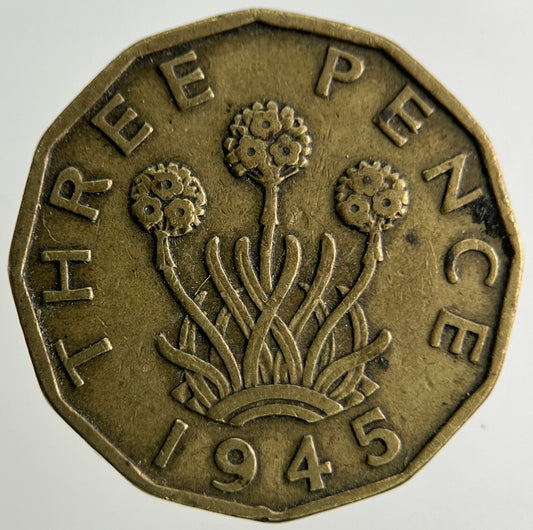1945 George VI Brass Threepence Coin | Fine Collectable Grade