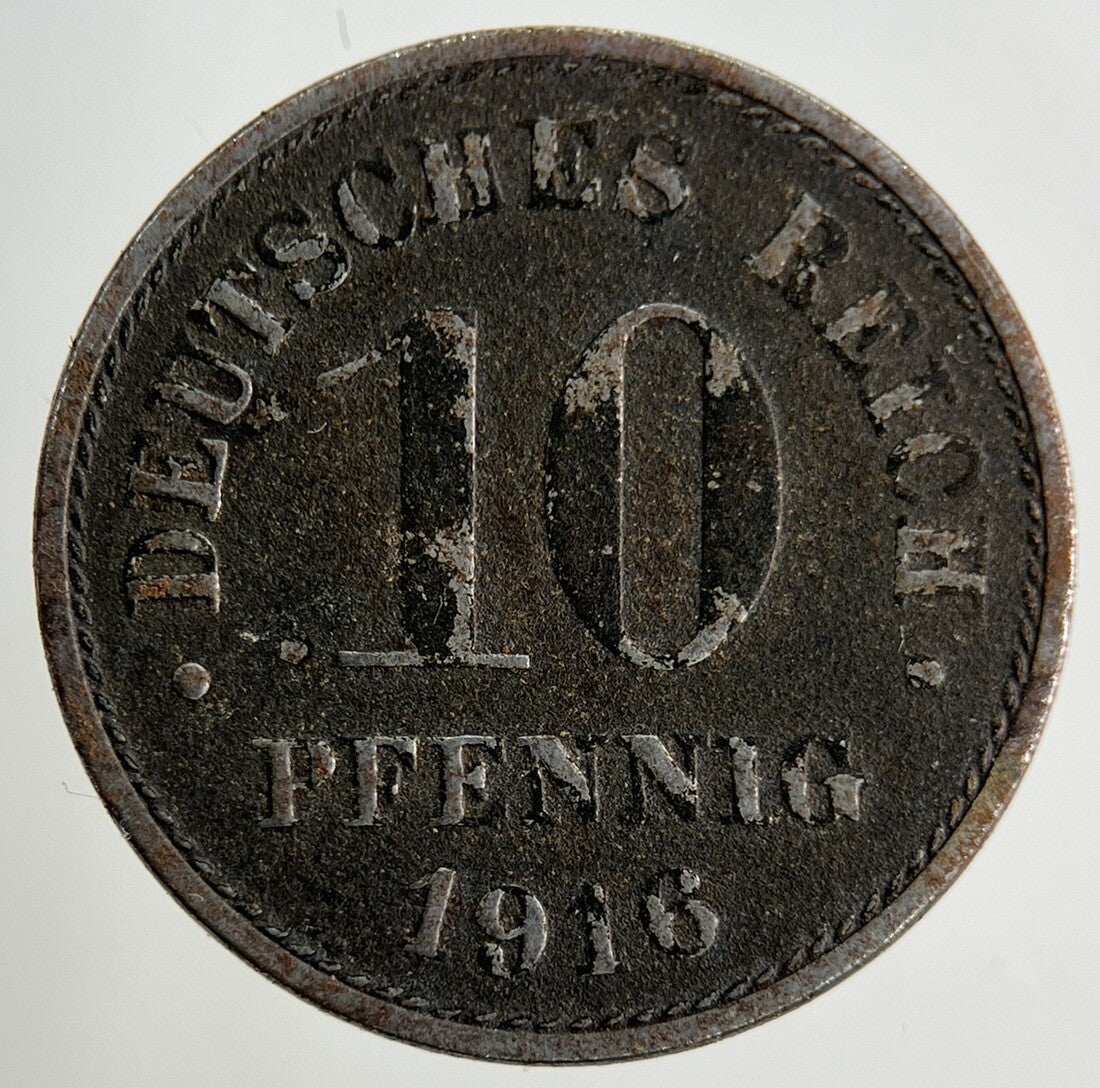 1916 Germany 10 Pfennig Coin | Fine Collectable Grade