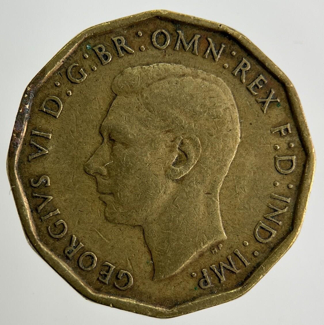 1944 George VI Brass Threepence Coin | Fine Collectable Grade