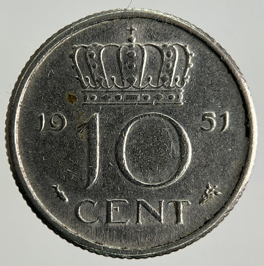 1951 Netherlands 10 Cents Coin | Fine Collectable Grade