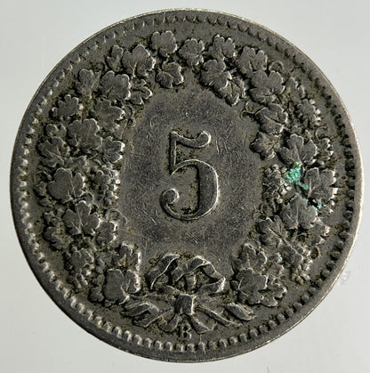 1908 Switzerland Swiss 5 Rappen Coin | Fine Collectable Grade