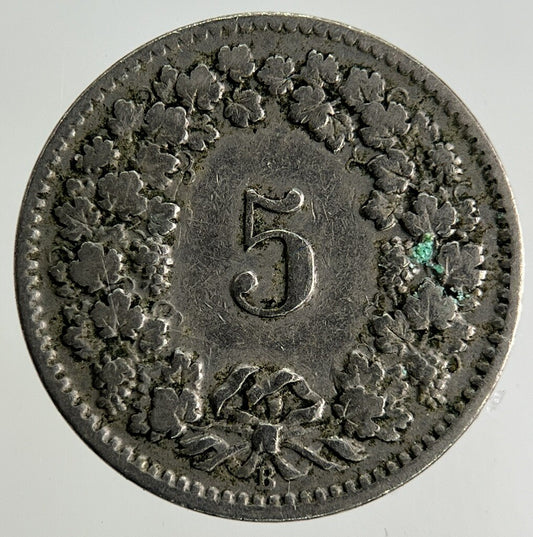 1908 Switzerland Swiss 5 Rappen Coin | Fine Collectable Grade