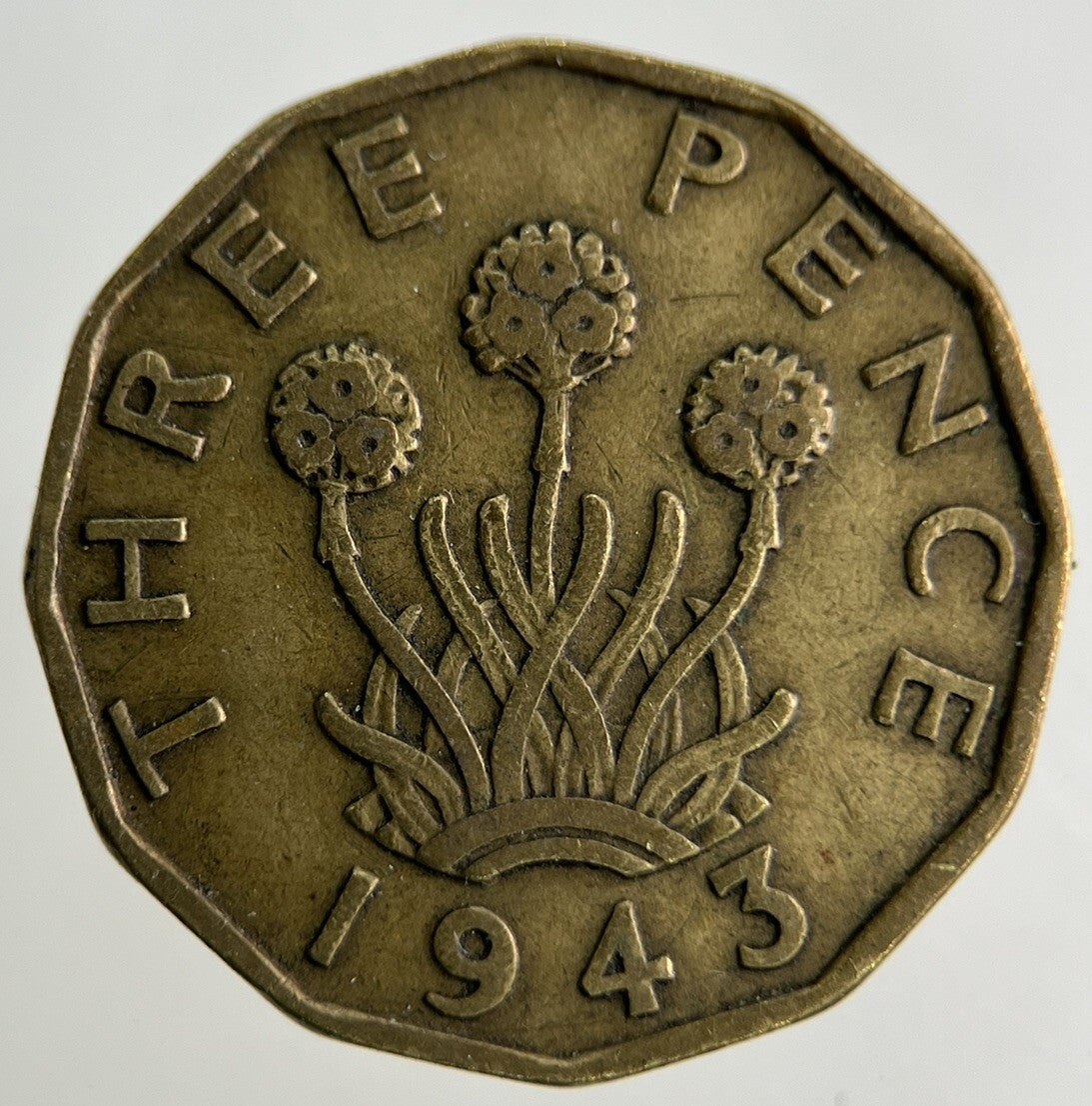 1943 George VI Brass Threepence Coin | Fine Collectable Grade