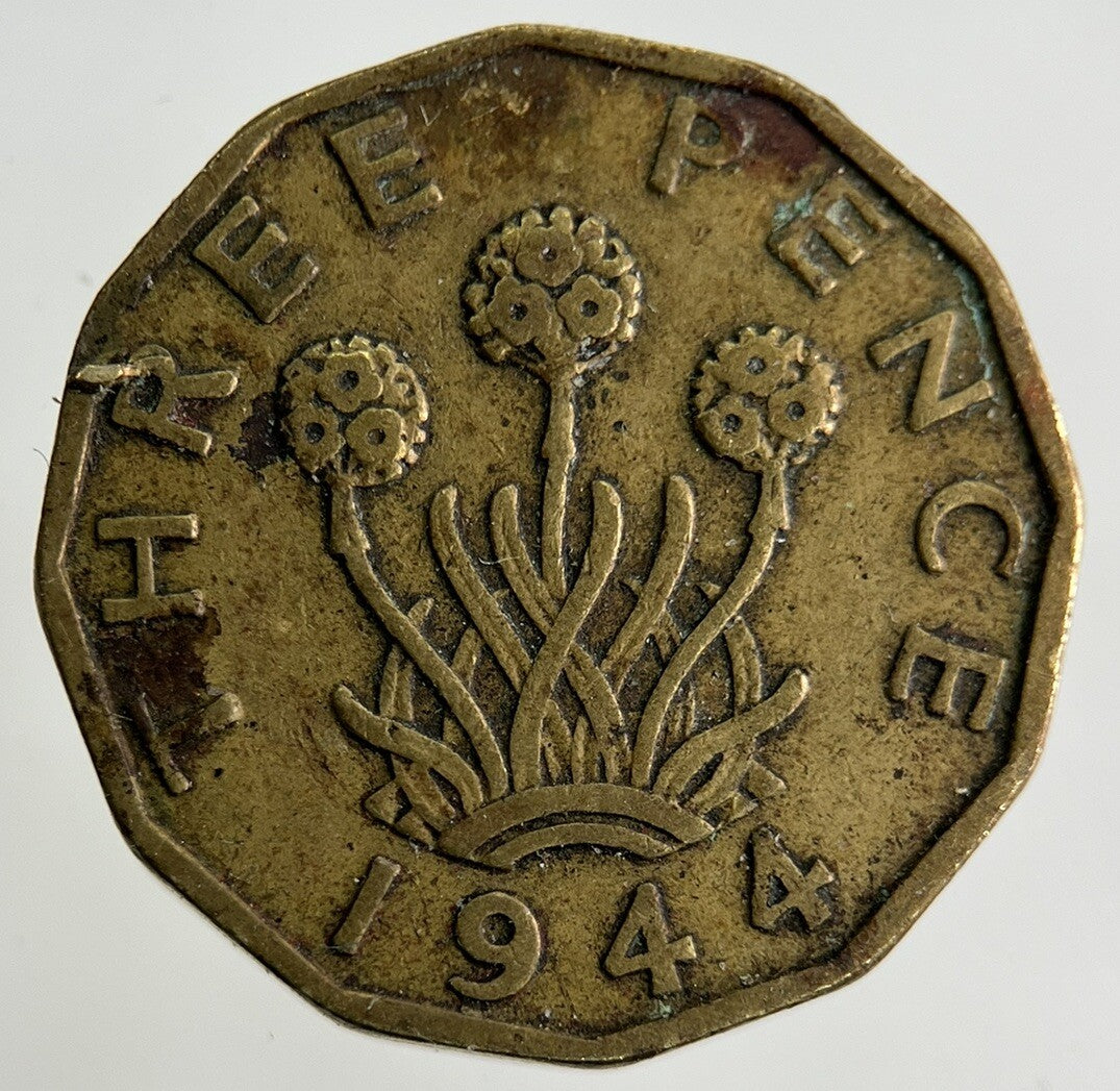1944 George VI Brass Threepence Coin | Fine Collectable Grade