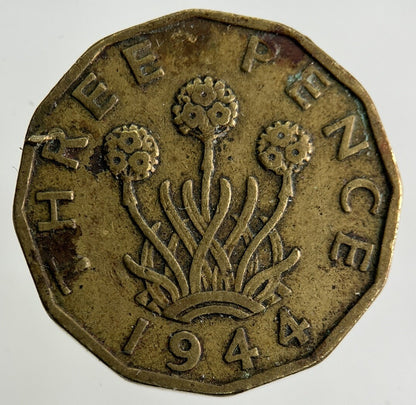 1944 George VI Brass Threepence Coin | Fine Collectable Grade