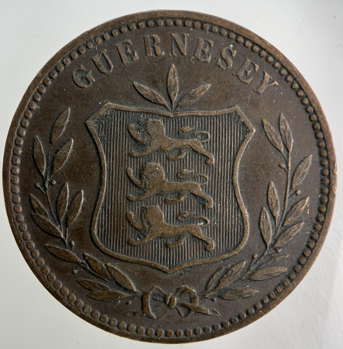 1911 Guernsey 8 Doubles Coin | Fine Collectable Grade