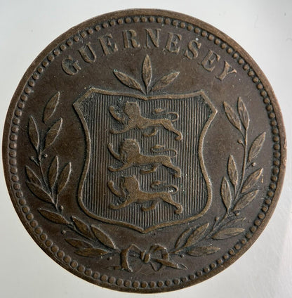 1911 Guernsey 8 Doubles Coin | Fine Collectable Grade