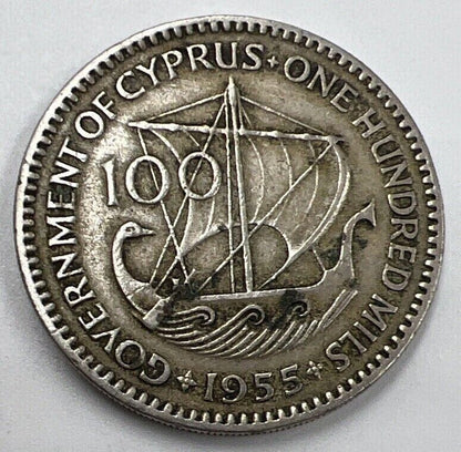 1955 Cyprus 100 Mills Coin | Fine Collectable Grade