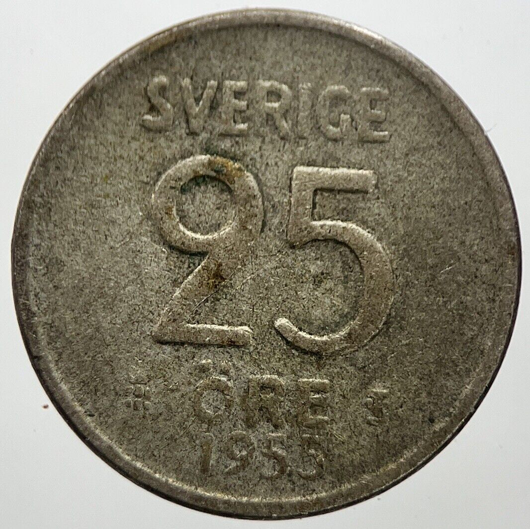 1955 Sweden 25 Ore Silver Coin | Collectable Grade | a7278