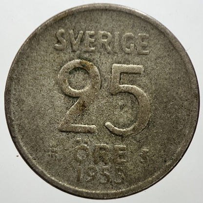 1955 Sweden 25 Ore Silver Coin | Collectable Grade | a7278