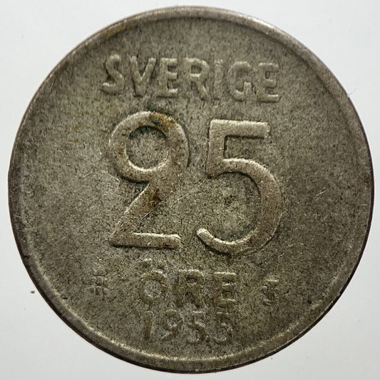1955 Sweden 25 Ore Silver Coin | Collectable Grade | a7278