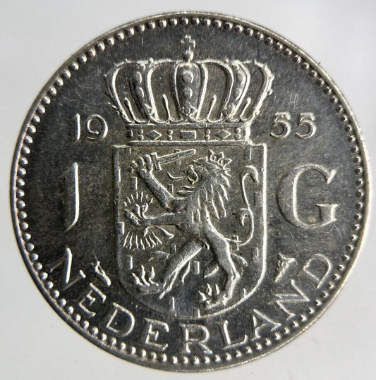 1955 Netherlands 1 Gulden Silver Coin | Fine Collectable Grade