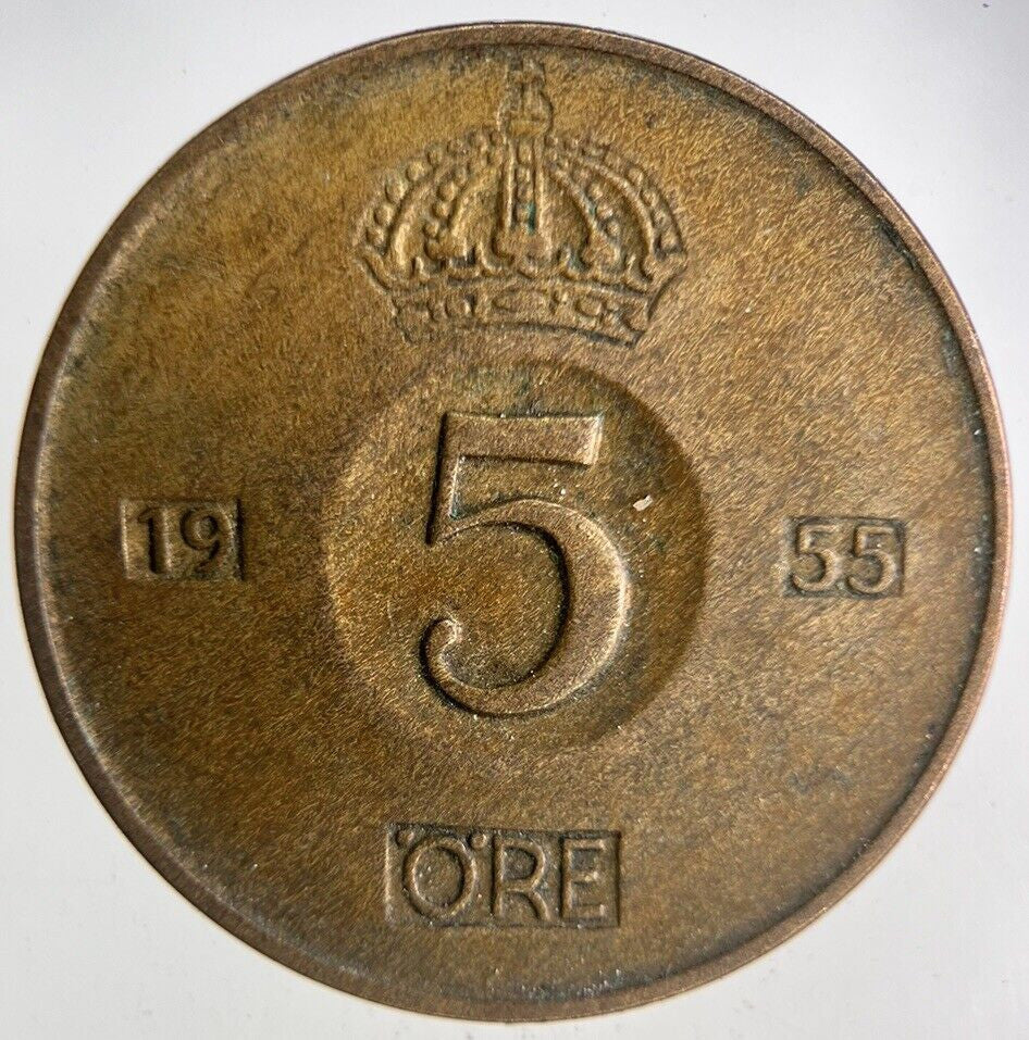 1955 Sweden 5 Ore Coin | Fine Collectable Grade