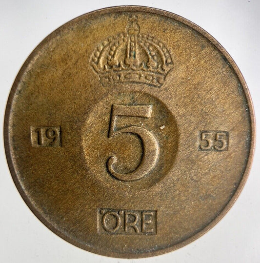 1955 Sweden 5 Ore Coin | Fine Collectable Grade
