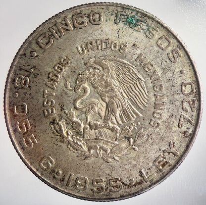 1955 Mexico 5 Pesos Cinco Silver Coin | Very High Grade | a4224