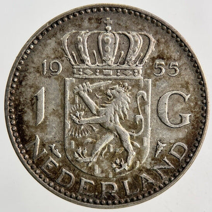 1955 Netherlands 1 Gulden Silver Coin | Very High Grade