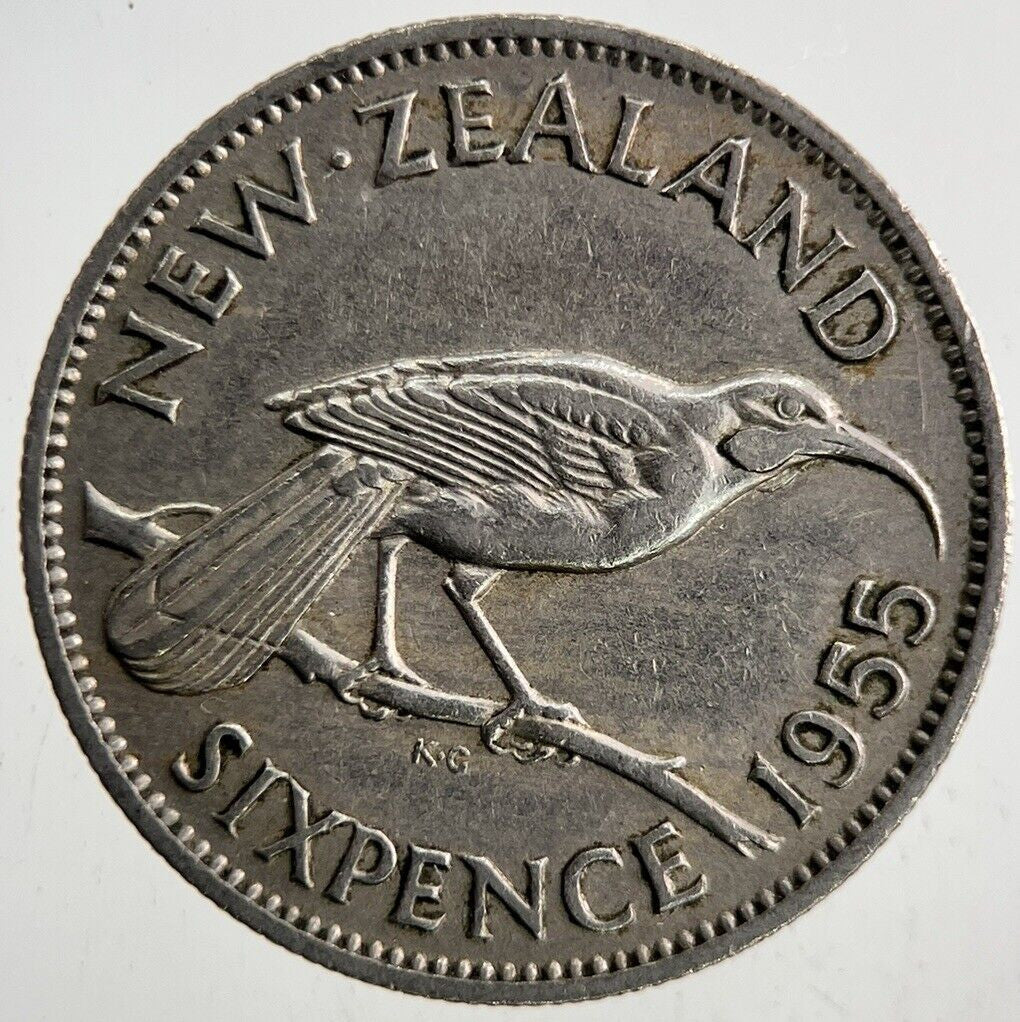 1955 New Zealand Sixpence Coin | Very High Grade