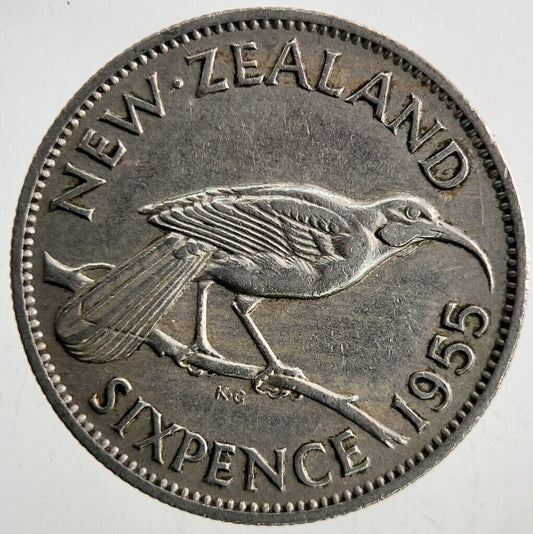 1955 New Zealand Sixpence Coin | Very High Grade