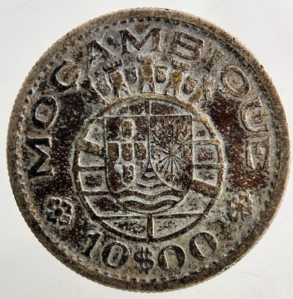 1955 Mozambique Portugal 10 Escudos Silver Coin | Fine Collectable Grade