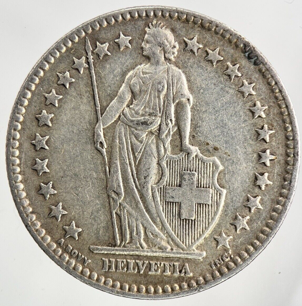 1955 Switzerland Swiss 2 Franc Silver Coin | Fine Collectable Grade