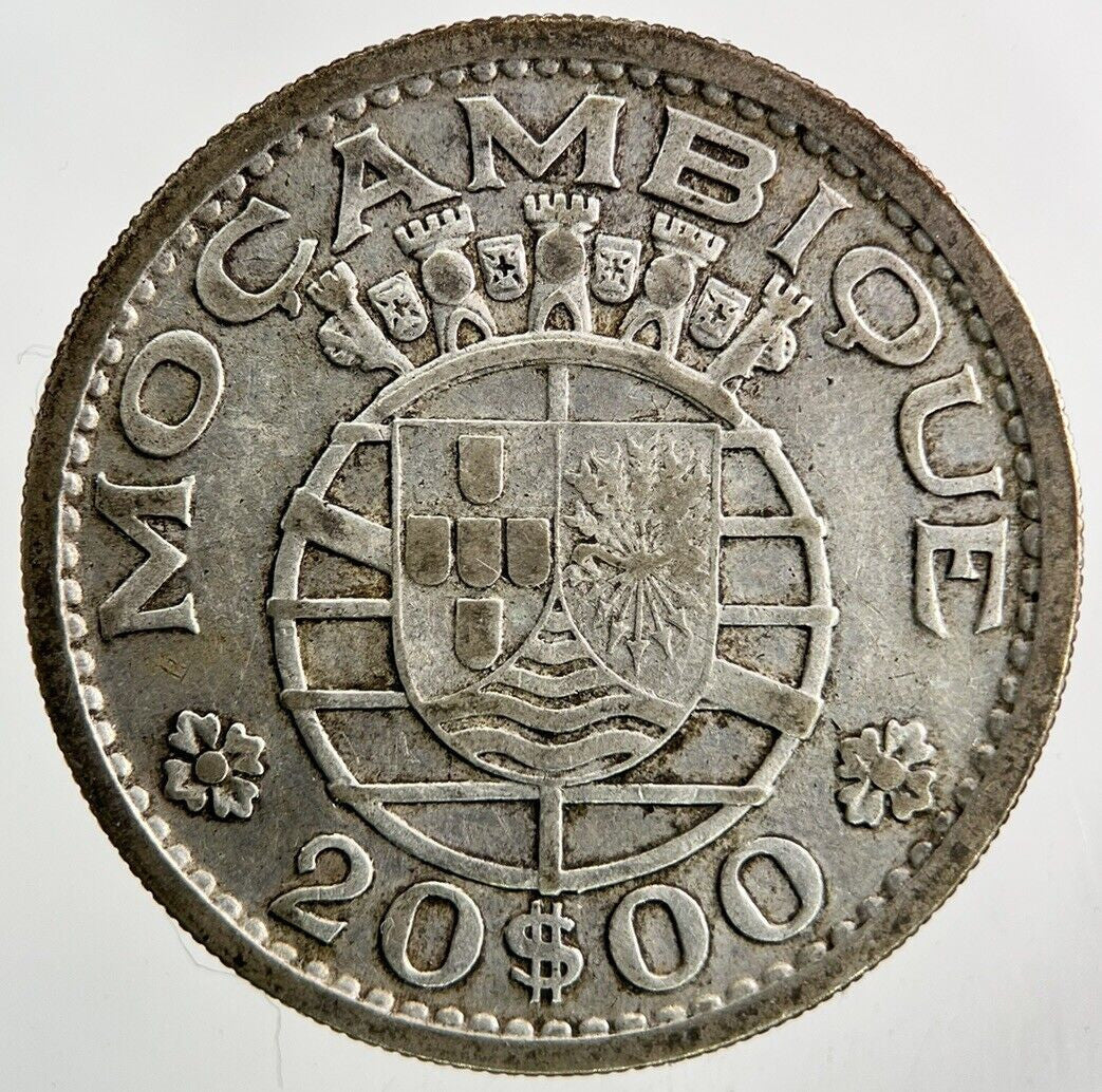 1955 Mozambique Portugal 20 Escudos Silver Coin | Fine Collectable Grade
