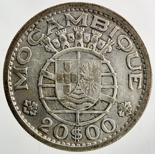 1955 Mozambique Portugal 20 Escudos Silver Coin | Fine Collectable Grade