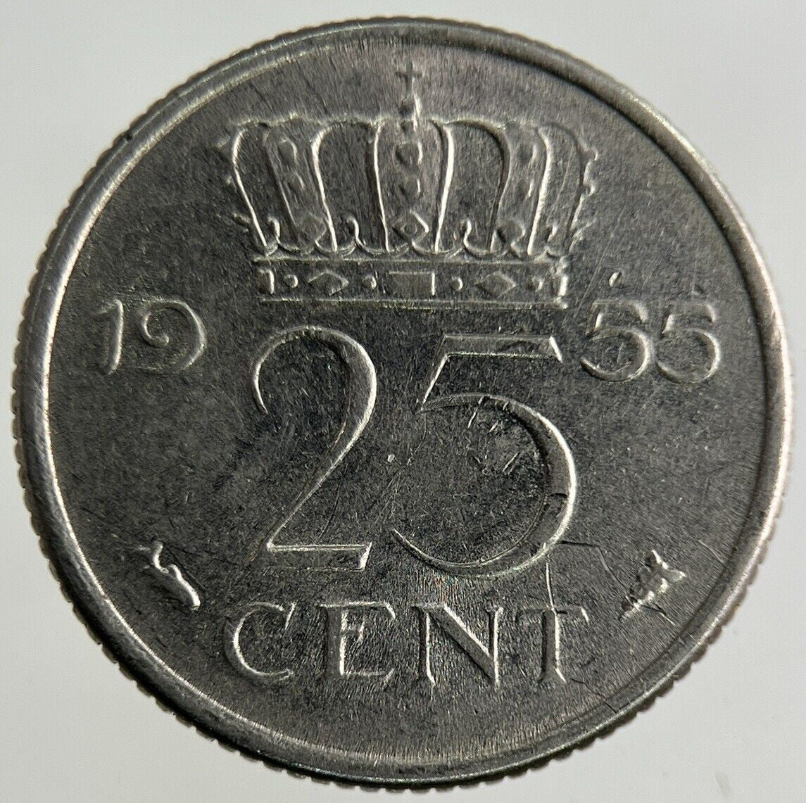 1955 Netherlands 25 Cents Coin | Fine Collectable Grade