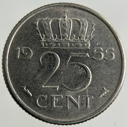 1955 Netherlands 25 Cents Coin | Fine Collectable Grade