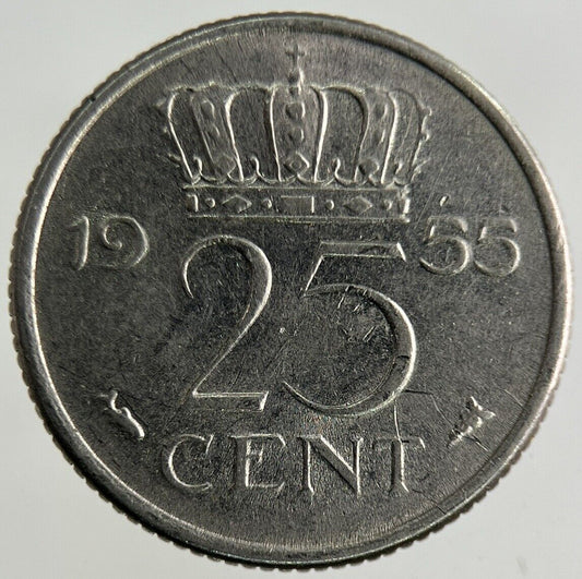 1955 Netherlands 25 Cents Coin | Fine Collectable Grade