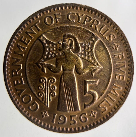 1956 Cyprus 5 Mils Coin | Fine Collectable Grade