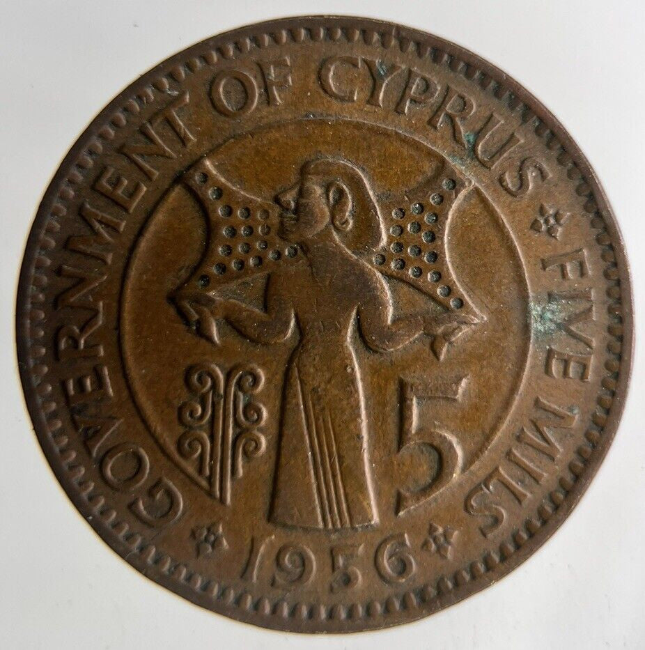 1956 Cyprus 5 Mils Coin | Fine Collectable Grade