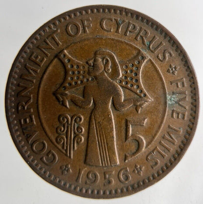 1956 Cyprus 5 Mils Coin | Fine Collectable Grade