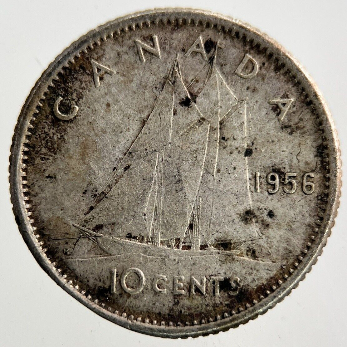 1956 Canada 10 Cents Silver Coin | Fine Collectable Grade