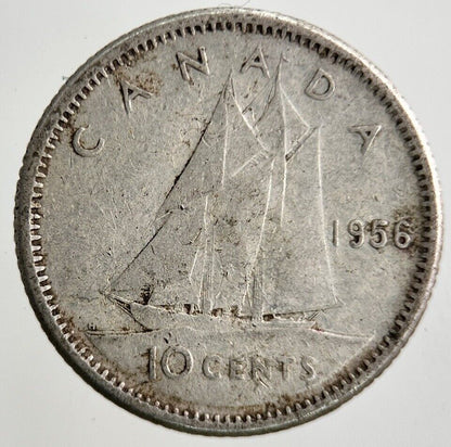 1956 Canada 10 Cents Silver Coin | Fine Collectable Grade