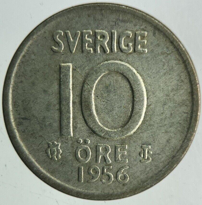 1956 Sweden 10 Ore Silver Coin | Fine Collectable Grade