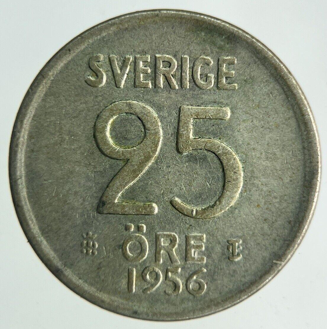 1956 Sweden 25 Ore Silver Coin | Fine Collectable Grade