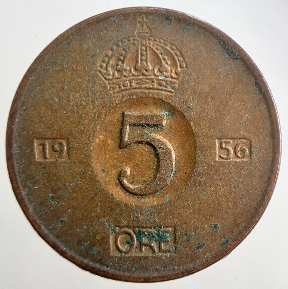 1956 Sweden 5 Ore Coin | Very High Grade | a4887